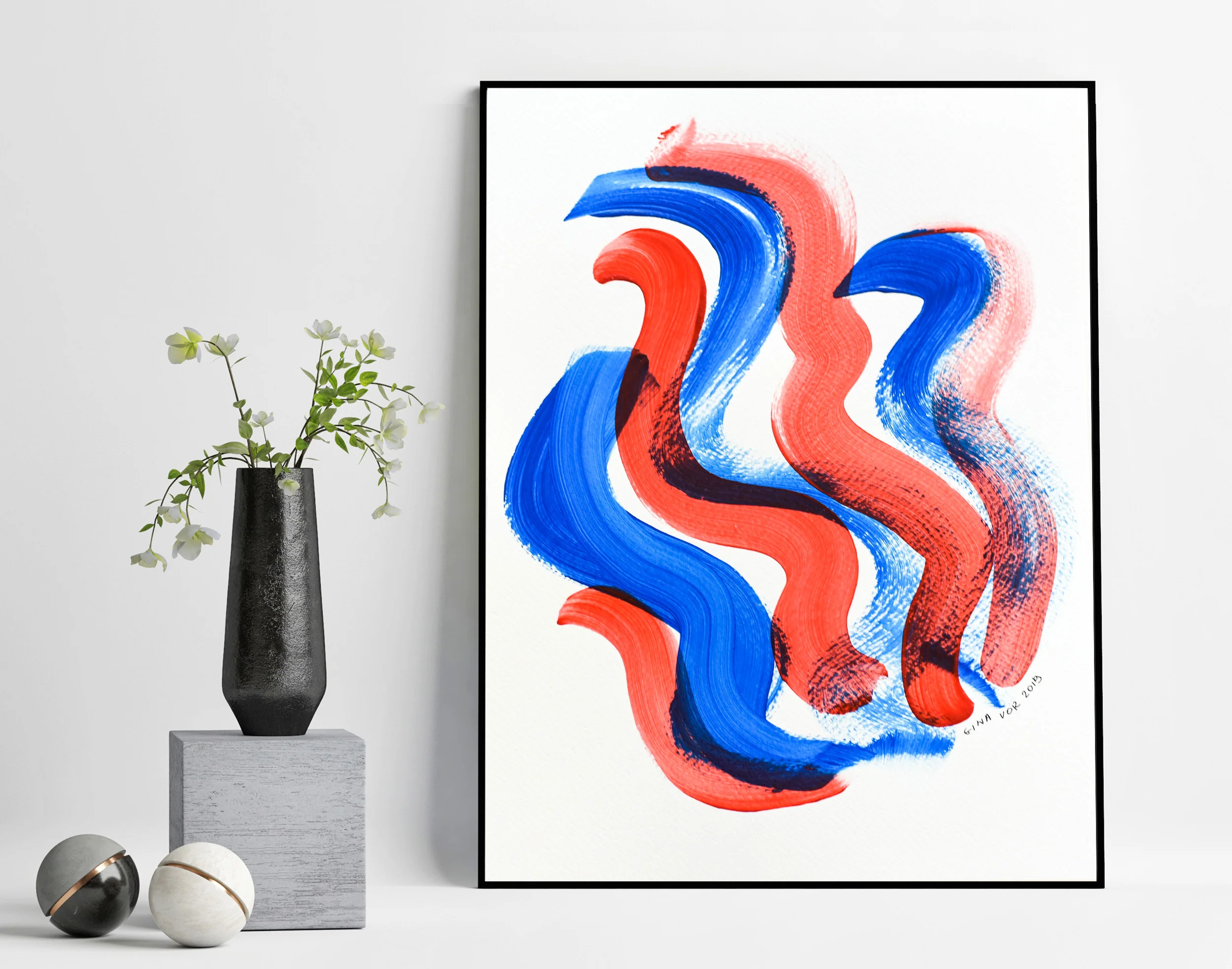 Painting on Paper | Blues and Reds 10