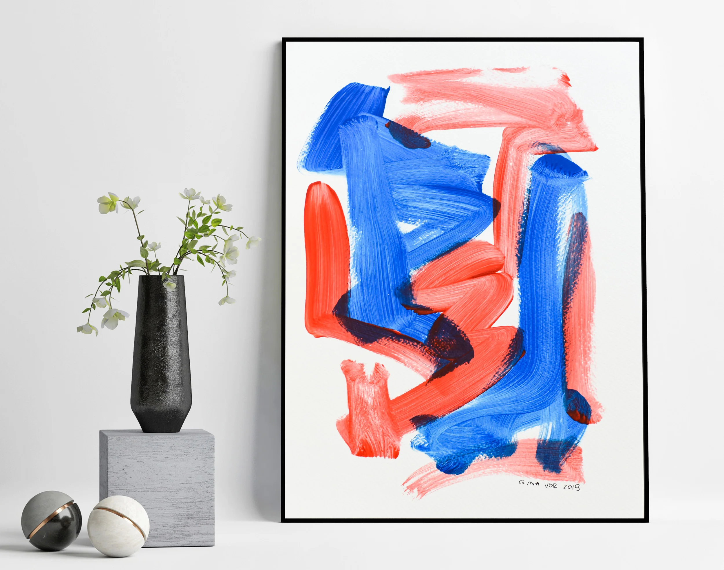 Painting on Paper | Blues and Reds 11