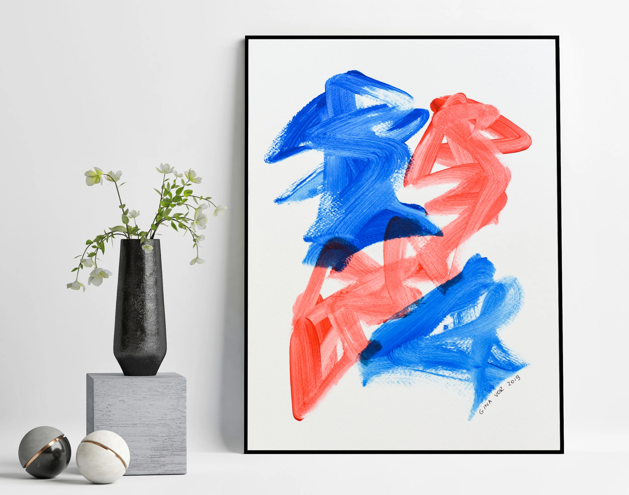 Painting on Paper | Blues and Reds 12