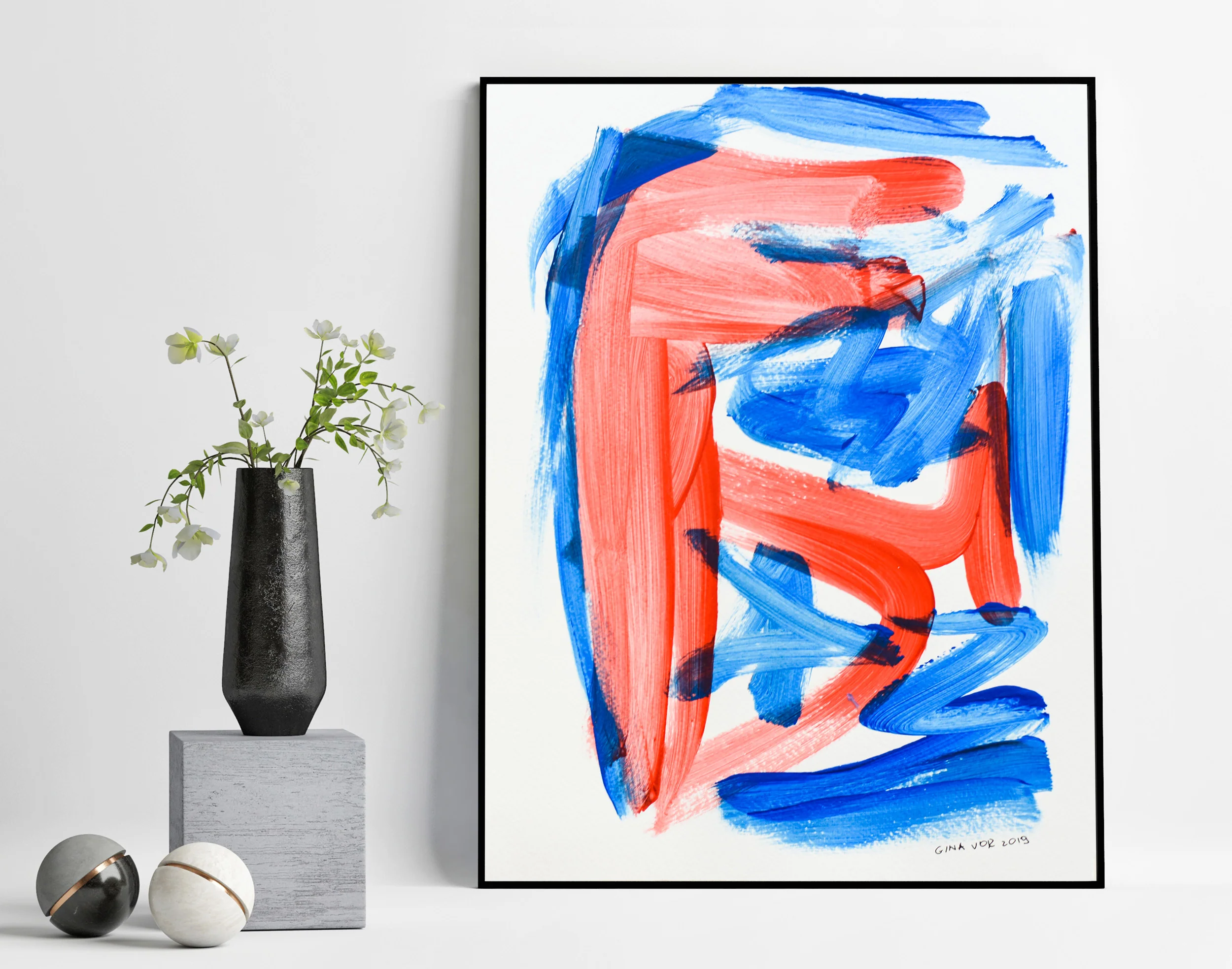 Painting on Paper | Blues and Reds 13