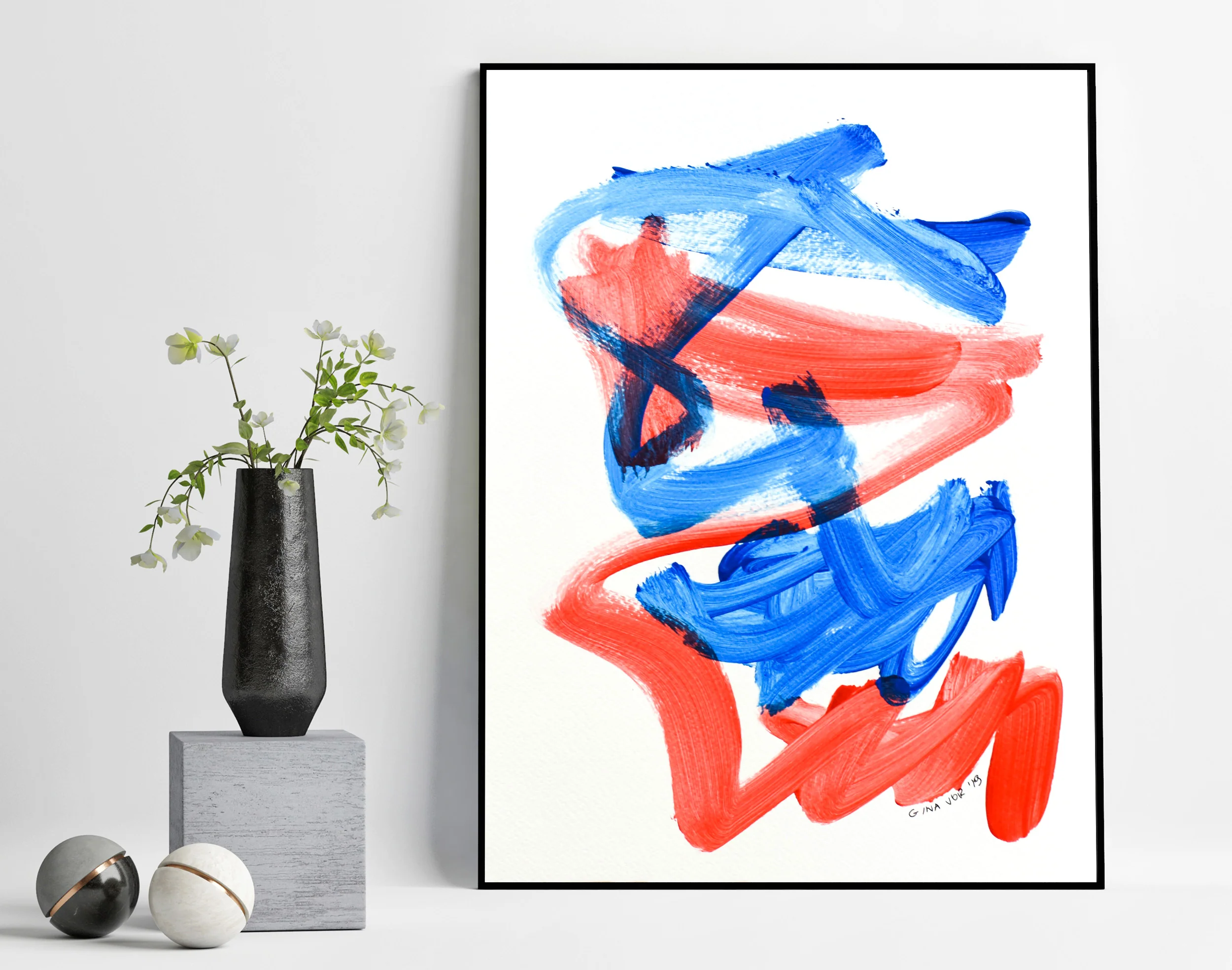 Painting on Paper | Blues and Reds 14