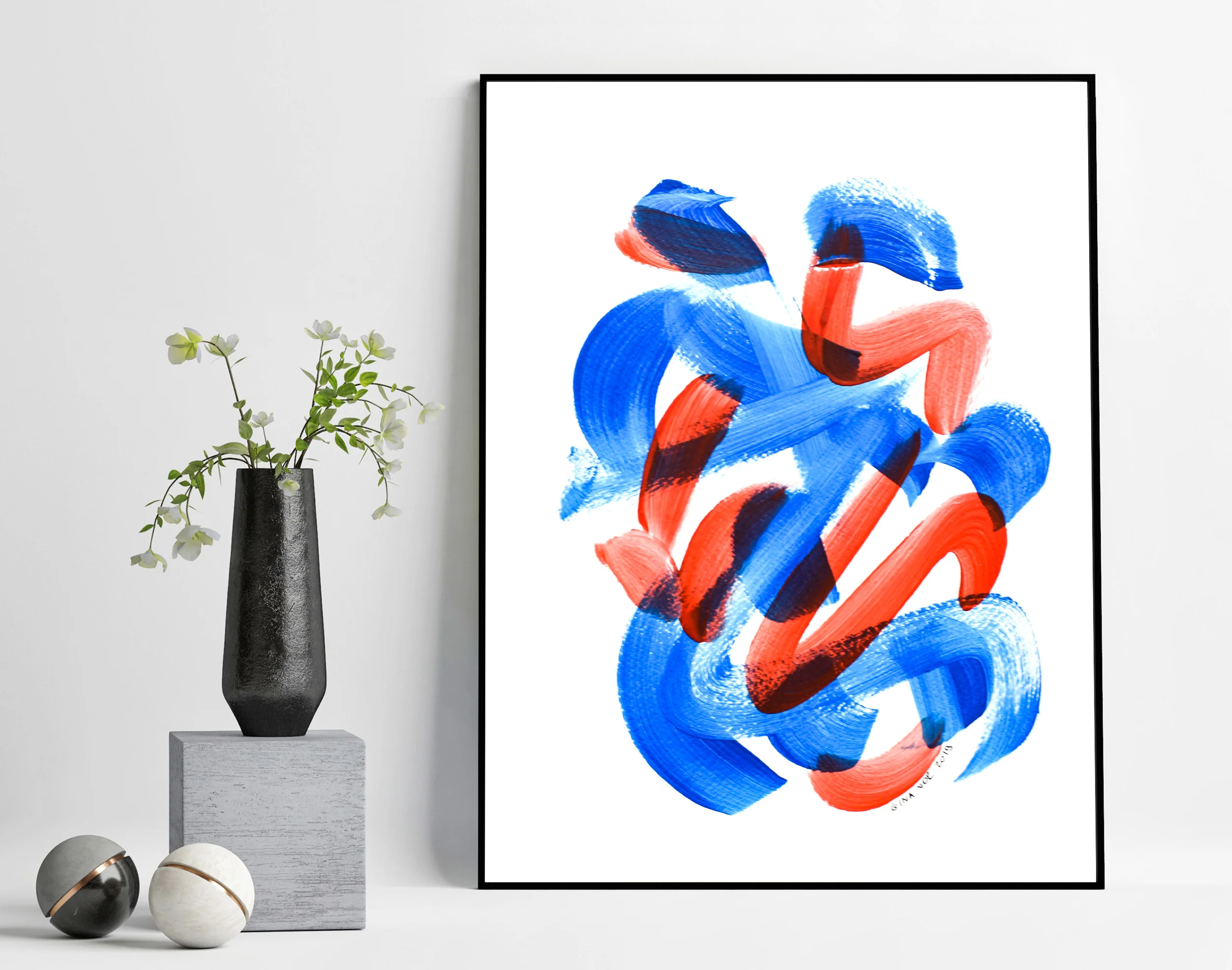 Painting on Paper | Blues and Reds 15