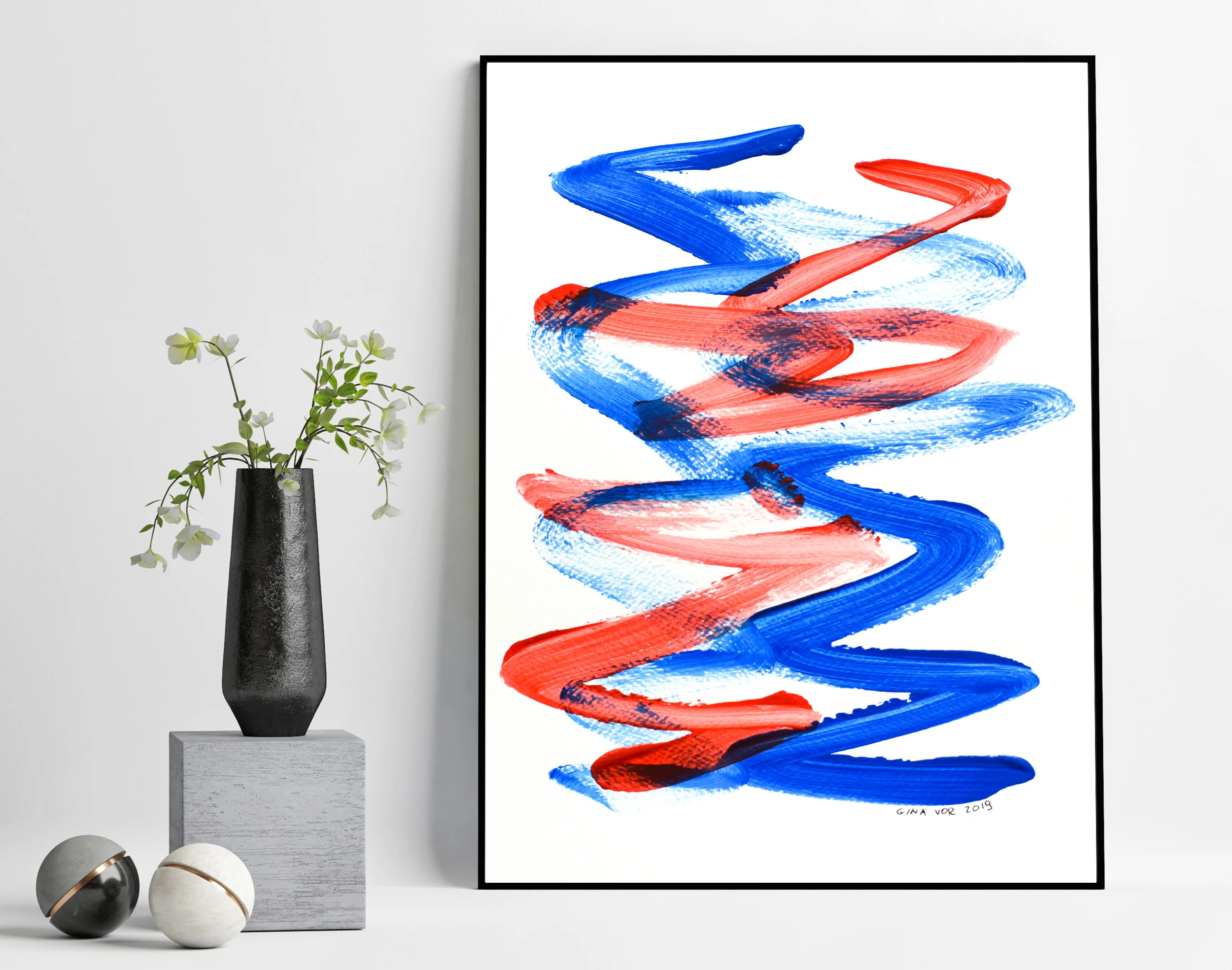 Painting on Paper | Blues and Reds 16