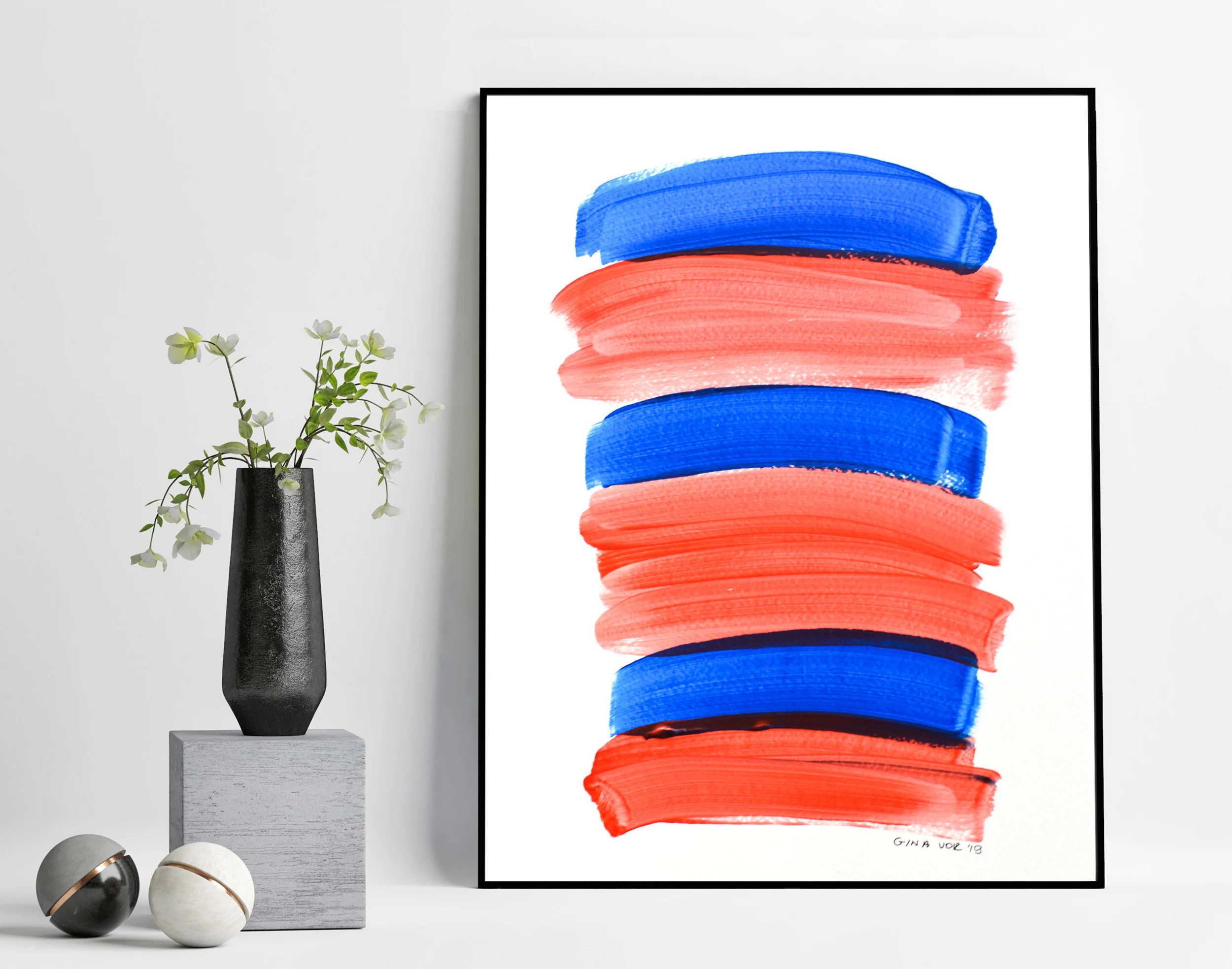 Painting on Paper | Blues and Reds 19