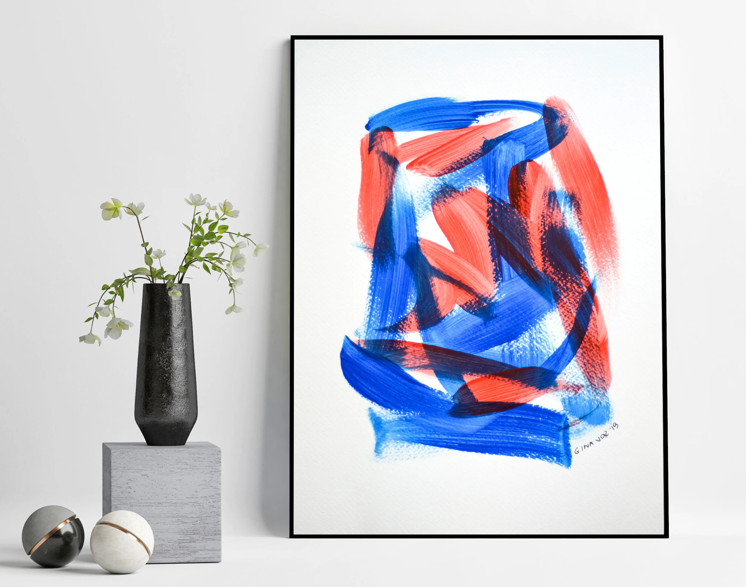 Painting on Paper | Blues and Reds 4