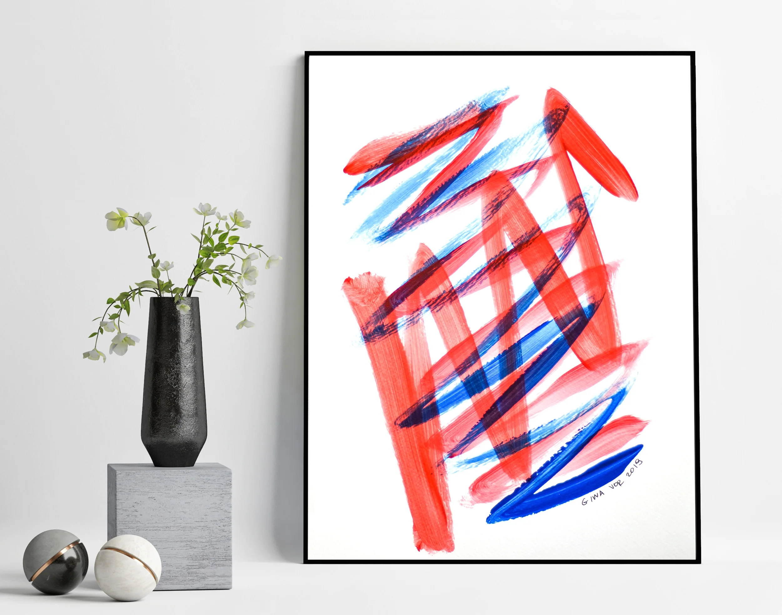 Painting on Paper | Blues and Reds 5