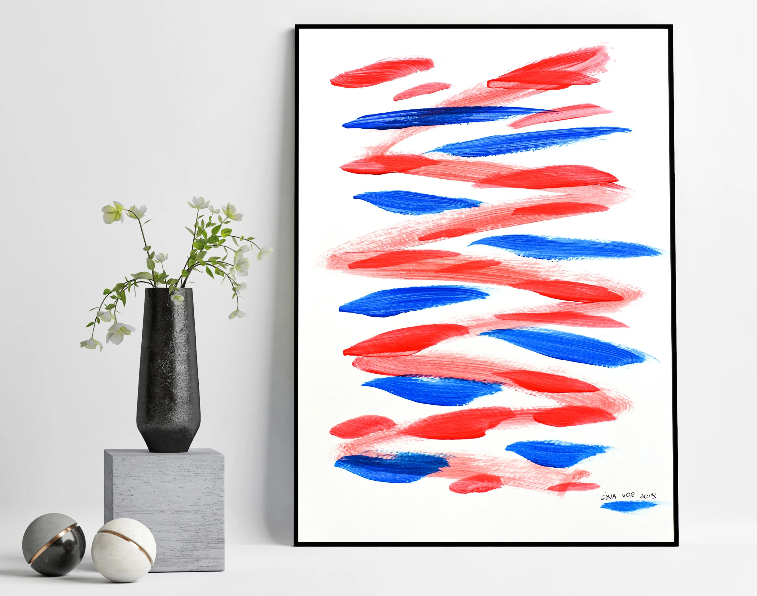 Painting on Paper | Blues and Reds 6