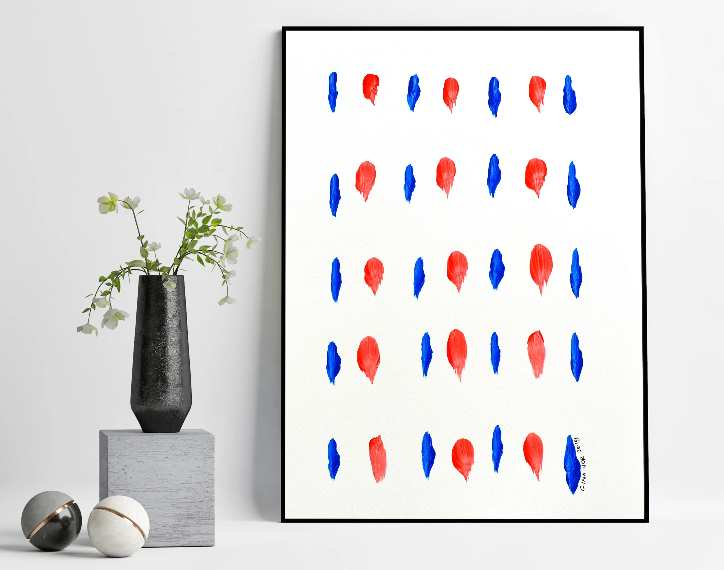 Painting on Paper | Blues and Reds 7
