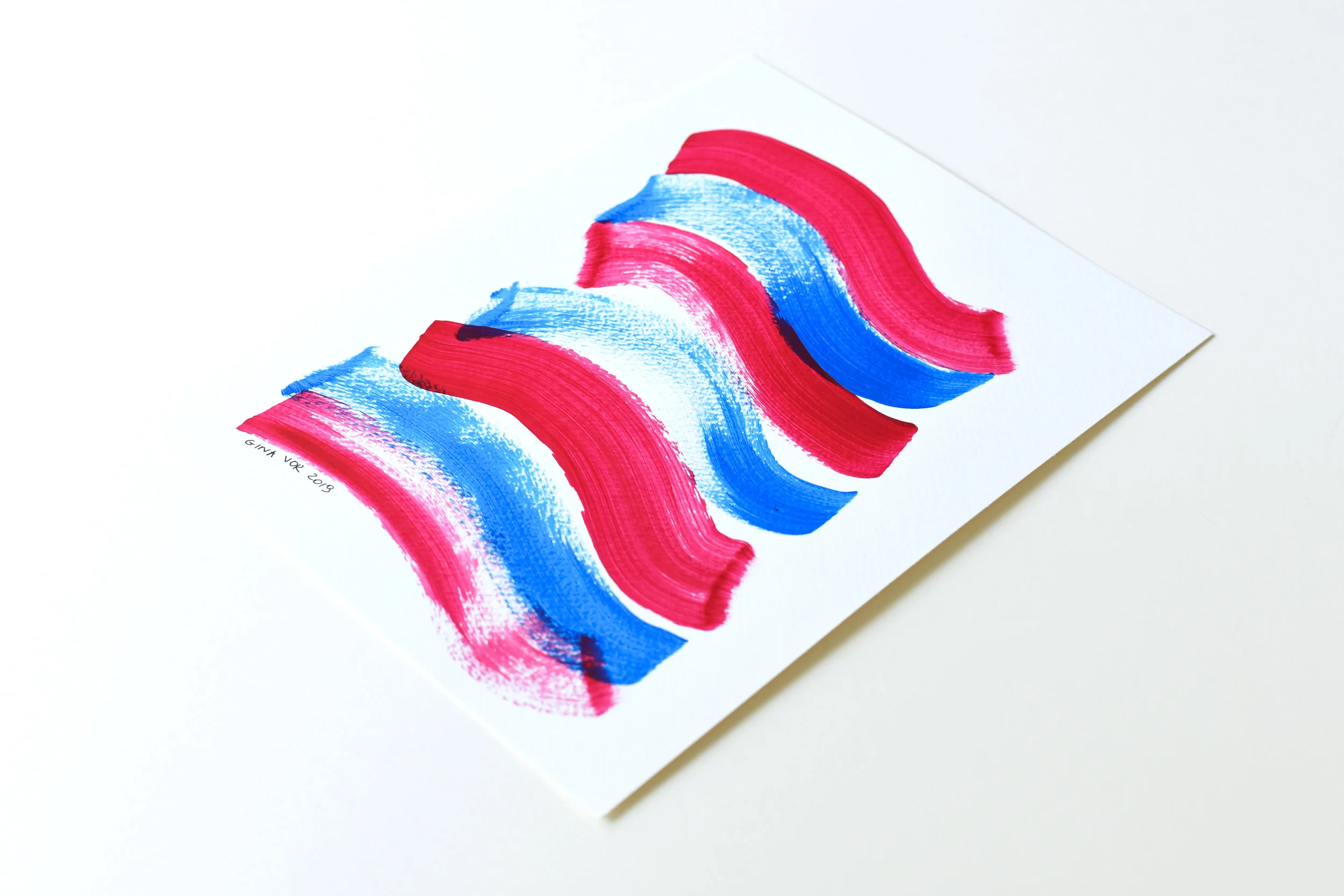 Sky and Cherries 3 | Acrylic Painting on Paper - Image 2