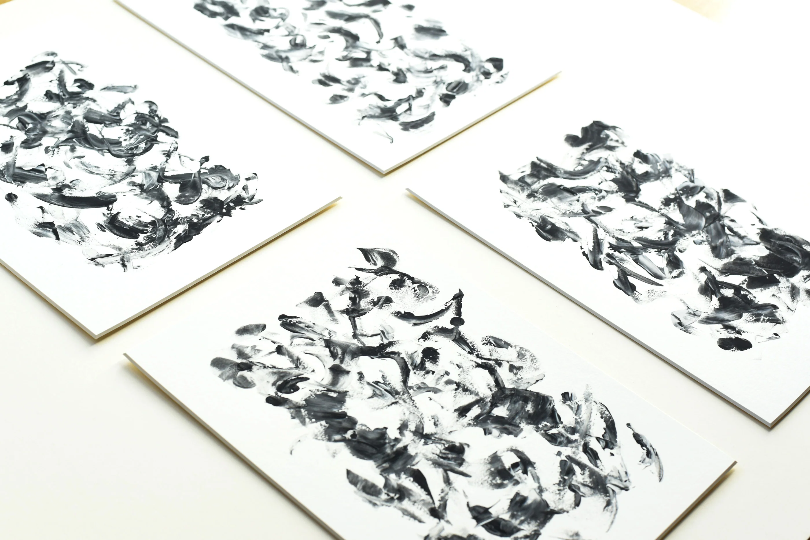 Paintings on Cardboard | Four Black & White Dreams - Image 3
