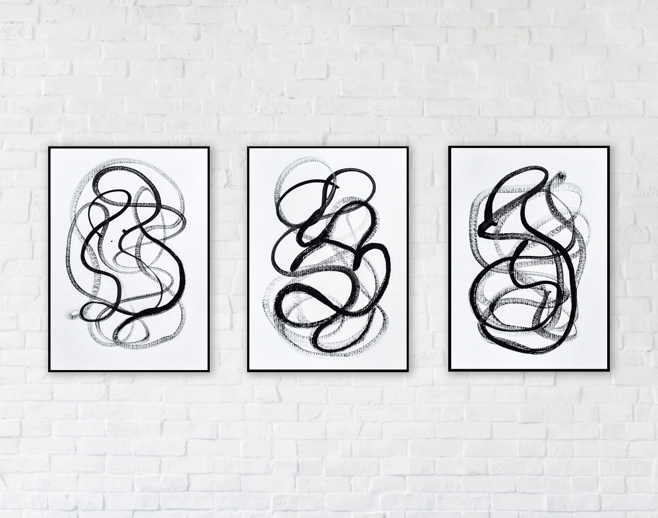 Set of Three Paintings | One Line