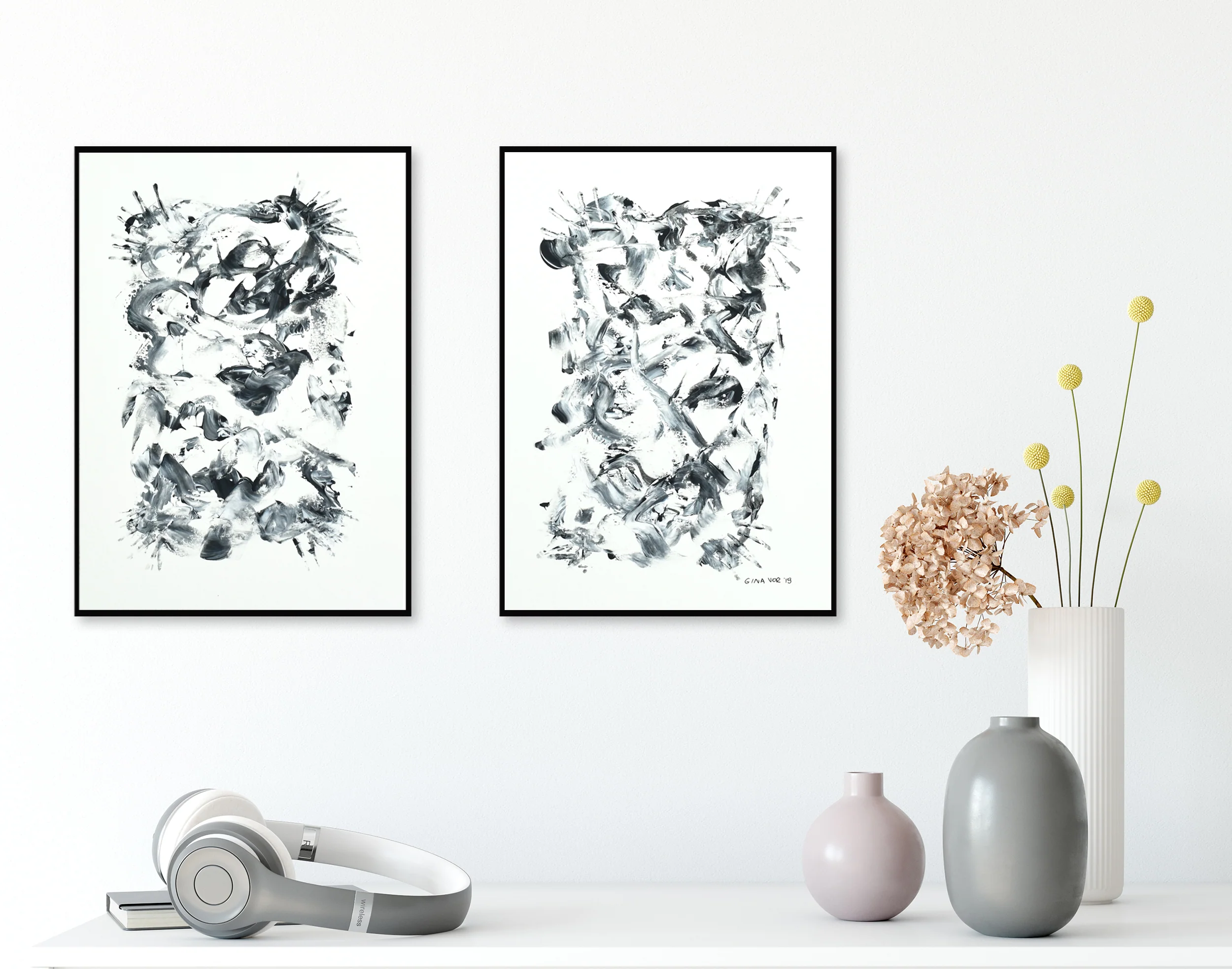 Paintings on Cardboard | Two Black & White Dreams - Image 2