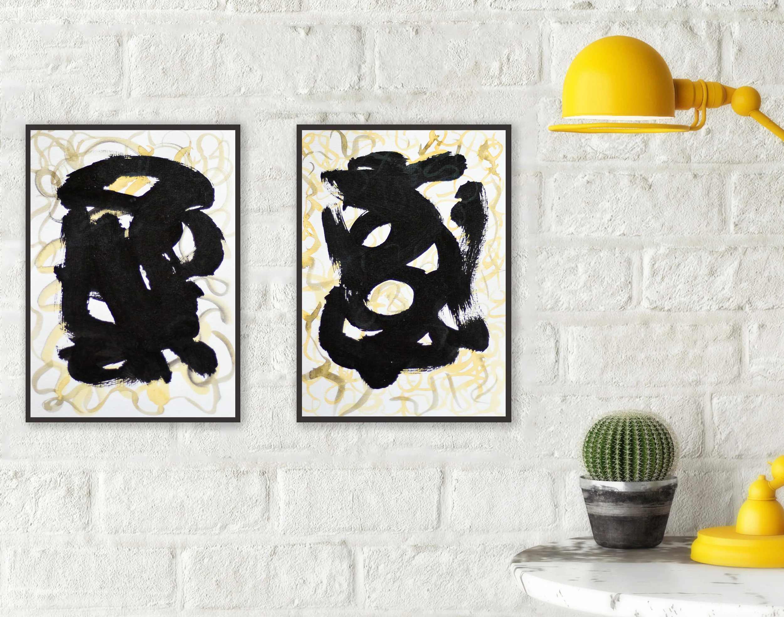 Paintings on Paper | Two Small Yellow Signs