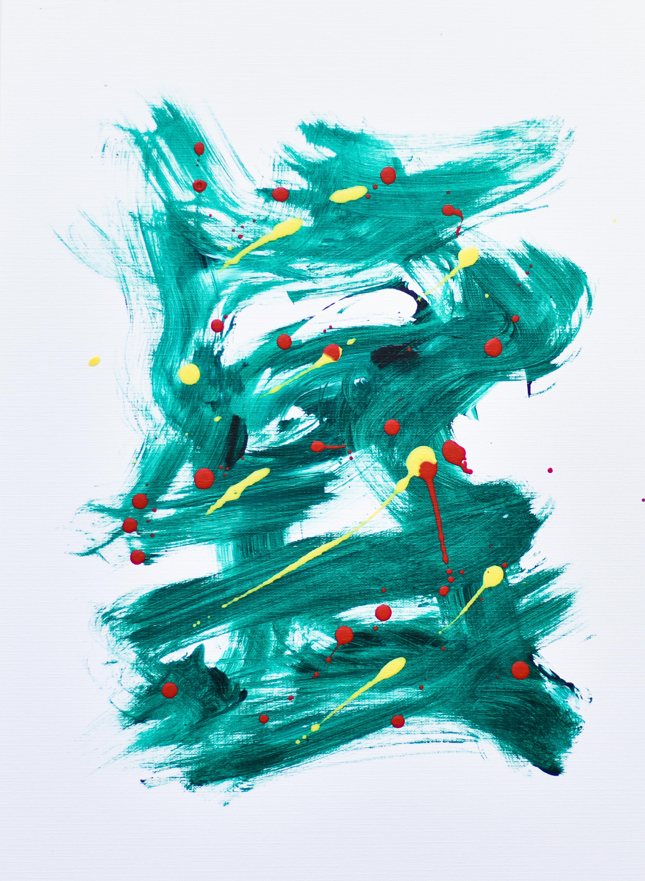 Green Abstract | Painting on Cardboard - Image 4