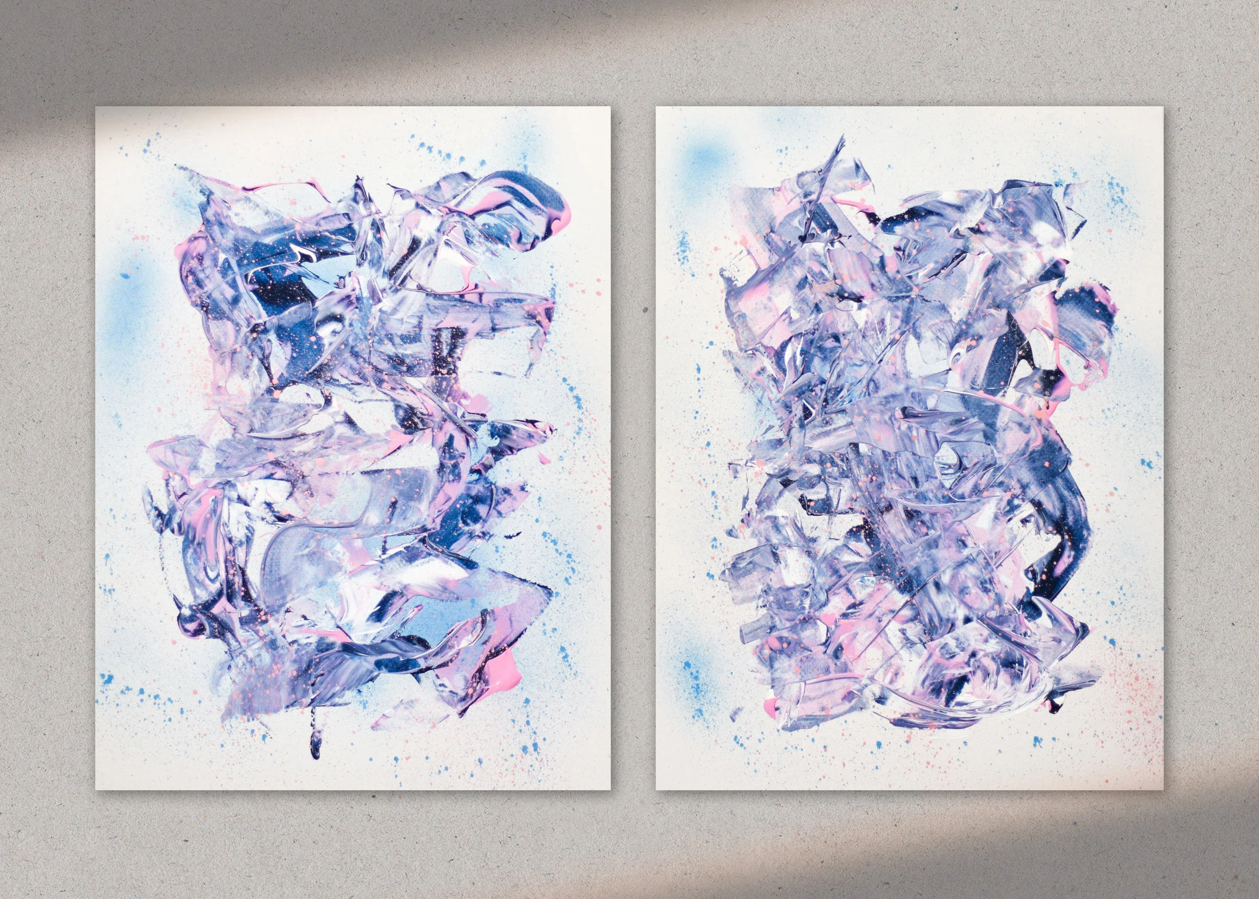 Two Purple Supernovas | Paintings on Cardboard