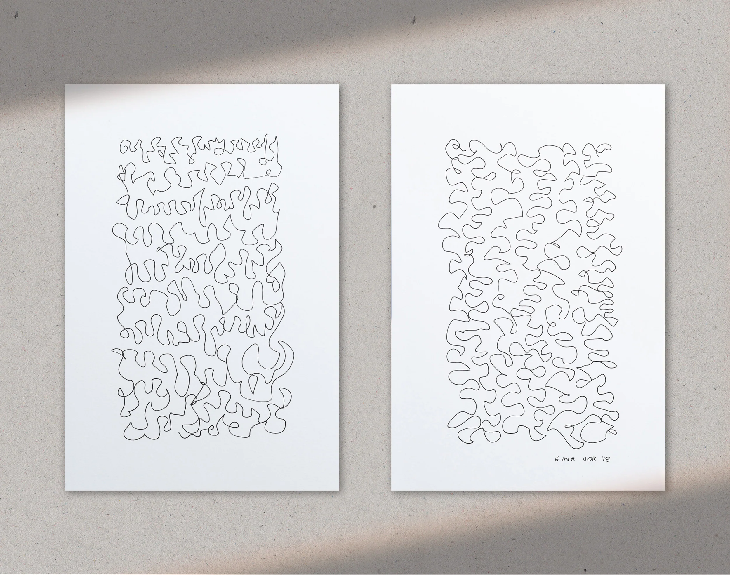Two Lines 1 | Drawings on Cardboard