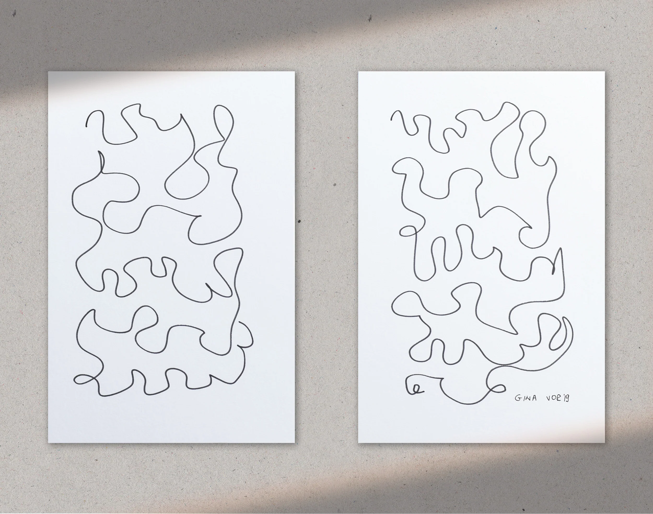 Two Lines 2 | Drawings on Cardboard