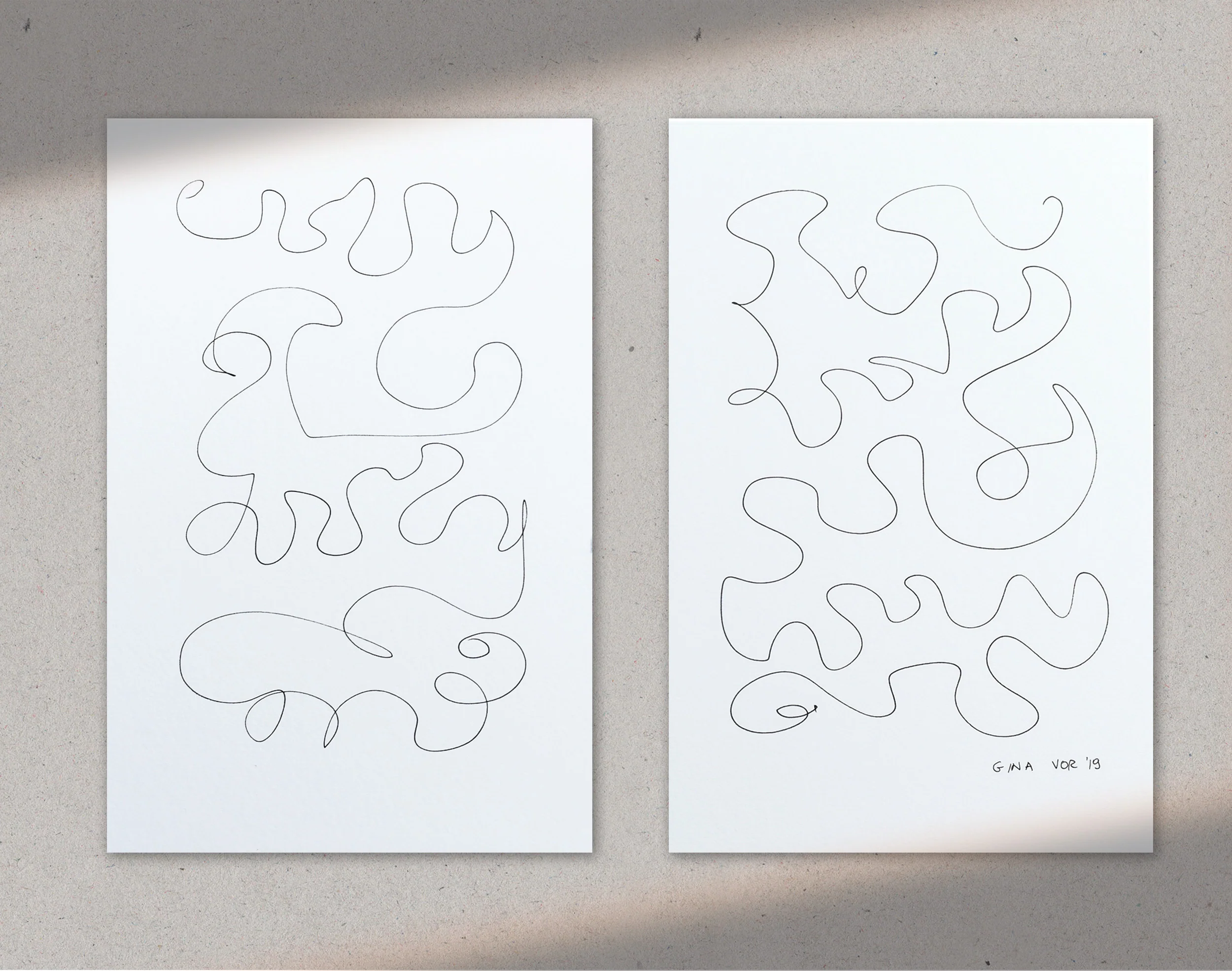 Two Lines 3 | Drawings on Cardboard